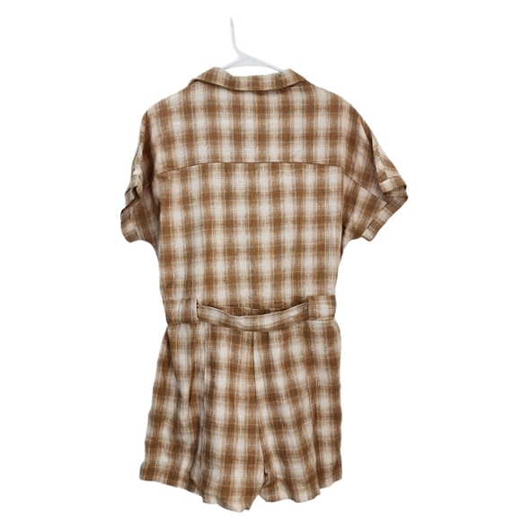Allie Rose Women's Collared Plaid Romper - L - Picture 5 of 7